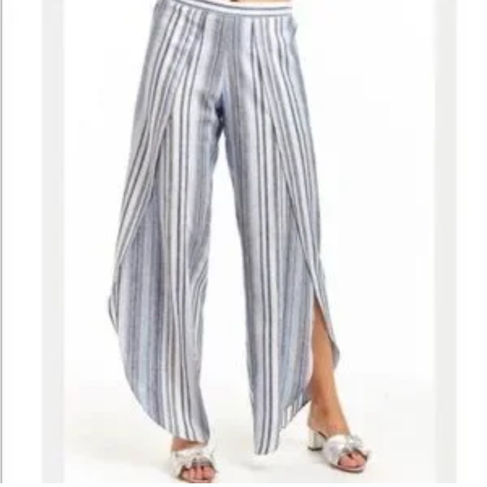 DREW Whitney Wide Leg striped pants with Tulip Split, size Small